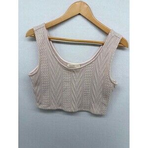 Women's Size Large Rokoko Textured Beige Tank Top Cropped